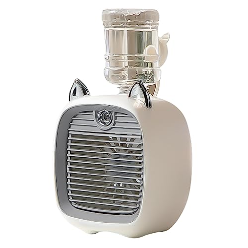 Agwuoetr Mini Aire Acondicionado de 1200MAh, Ventilador PortáTil de Escritorio, Humidificador, Purificador, 3 Velocidades, 2 Modos, Pulverizador, Ventilador de Mesa USB, Coche, Hogar, D