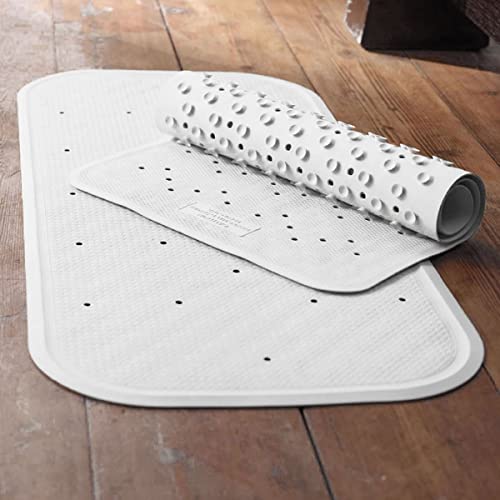 Bathroom Bathtub Rubber Bath Mat, Non-Slip Anti-Slip, Anti-Mould, For Inside Bath, Rectangular 74 x 34cm, Suction Cups, Textured Surface, Easy Clean, Off-White, Ideal for Elderly & Children - Image 6