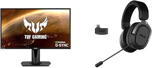 ASUS TUF Gaming 27" 2K HDR Gaming Monitor y auriculares inalámbricos TUF Gaming H3