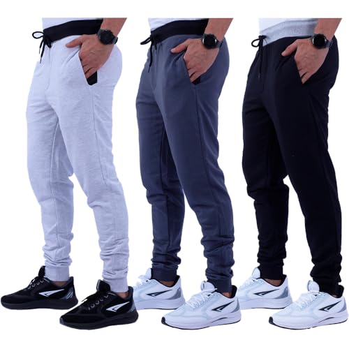 Kit 3 Calças Masculina Moletom MXD Conceito Slim Jogger Casual Cores Tradicionais Academia Lazer Treino Passeio