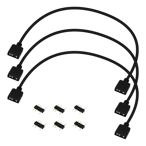 SolidSS 3 Pcs ARGB Extension Cable,Addressable RGB Female to Female Extension Cord for Extend PC Computer or LED Strips (11.8in)