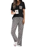 Famulily Ladies Leisure Wear Sets for Women UK Womens Pajama Sets Summer Lounge Set 2 Pack Matching Clothing Sets Leopard M