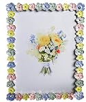 Colorful Flower Textured Hand-Crafted metal Picture Frame (goldpink, 4X6)
