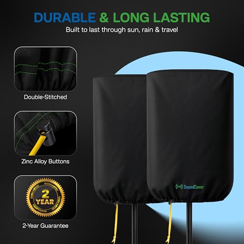 SoundCover Professional Grade 600D Protective Cover for Stand Mounted 8" PA/DJ Powered Speaker - Black - Includes a 420D Storage Bag and reinforced yellow Paracord 700 draw cord by SoundCover - Used condition - Image 4