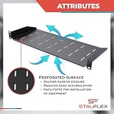 Stalflex Server Shelf Eco 19 Cali 1U 200mm - Regał serwerowy Wykonany ze stali - Regały komputerowe i serwerowe - Regał Kompatybilny z szafą sieciową i szynami rack