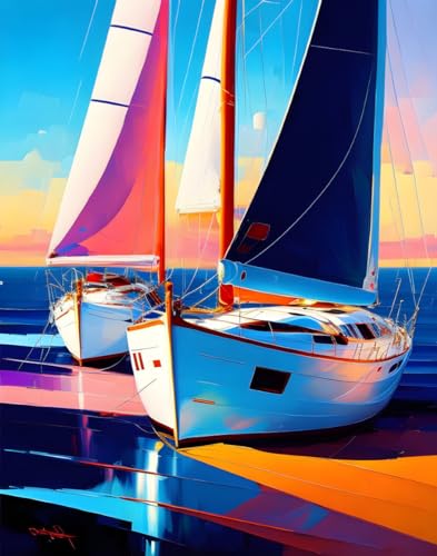 Poster Regatta Seven Yachts toile sans cadre déco mer 50x70 cm