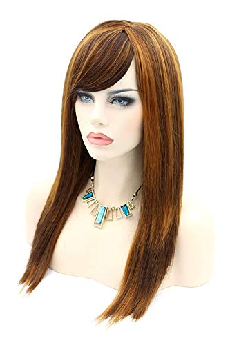 Kalyss - Parrucca da 50,8 cm, mix castano, effetto...