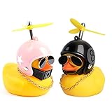  PiAEK Juguetes de Pato de Goma, Decoraciones de Tablero de Coche de Pato, Adornos de Coche de Pato de Goma, Pato Fresco con hélice / Casco / Gafas de Sol / Cadena de Oro (J)