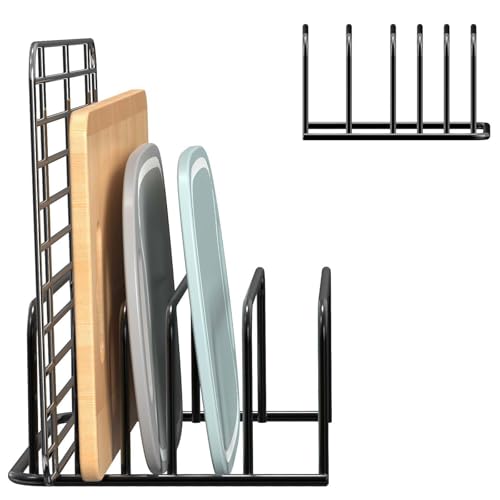 Soporte Con 5 Ranuras Para Bandejas De Horno, Tabla De Cortar, Tapas De Olla y Cucharas - Para Cocina (Negro)