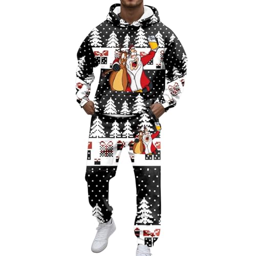 Sweat à capuche et pantalon de jogging noir pour homme ensemble deux pièces en taille S