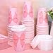 Whaline 50Pcs Pink Bow Coquette Coffee Paper Cups Valentine's Day Bowknot 16 Oz Disposable Cups With Lids For Hot Cold Drinks Birthday Baby Shower Bachelorette Party Supplies