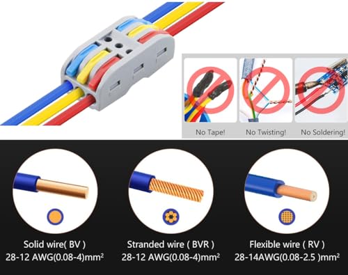 Image of XELYTON Wire Clip Connector, Universal Connection Terminals, Circuit Inline Splices Electric Connectors, Quick Connect & Freely Assemble Electrical Splicing Kit for Compact (3 In 3 Out, 50)