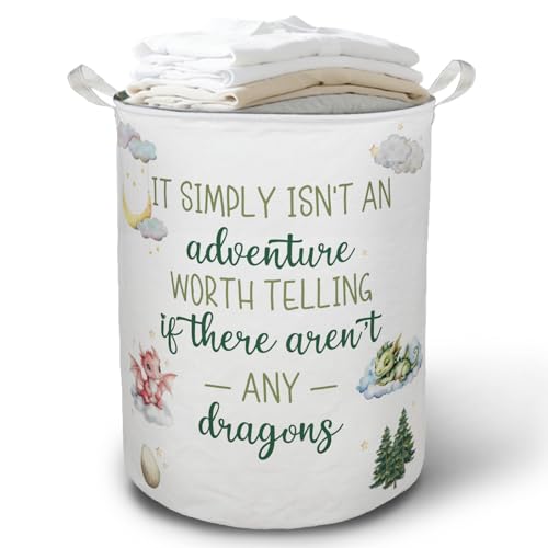 TAZSWDMM Dragon Kids Laundry Basket Hamper, Dragon Nursery Decor, Adventure