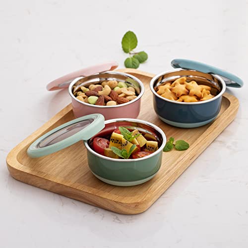 Lille Home 7.5 Oz Dressing Containers For Condiments, Salad Dressing, Dips, Stainless Steel Dipping Sauce Cups, Mini Food Storage With Lid, Set Of 3, Leakproof, Bpa Free #TOP5