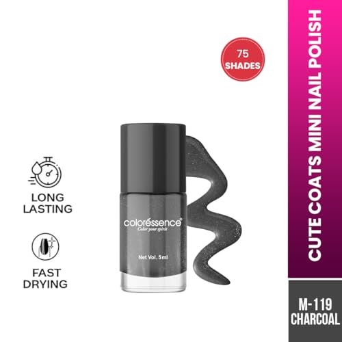 Image of Coloressence Cute Coats Long Lasting Nail Paint | Chip Resistant | Quick Dry | One Swipe Application | Toxin Free|Charcoal -6ml