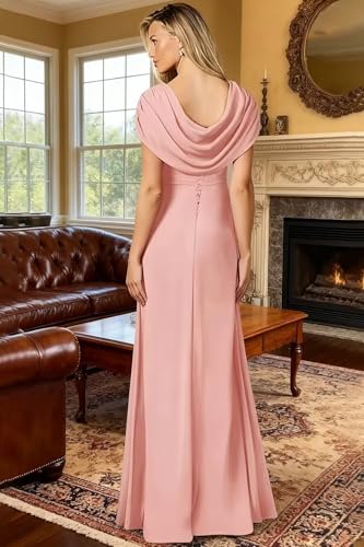 Chiffon Mother of The Bride Dresses for Women Floor Length Cap Sleeves Wedding Guest Dress AB00122