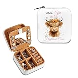 Highland Cow Jewelry Box, Cute Animal Jewellery Organiser, Portable Storage Case for Necklaces Earrings Rings, Highland Cow Lover Gifts for Women Girls - Image 1