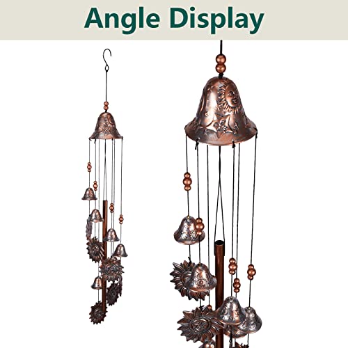 Metal Wind Chimes For Outside 29.5" Aluminum Sun Bells Wind Chimes For Indoor Outdoor Rustic Wind Chimes For Garden Patio Home Decor (Copper) #TOP5