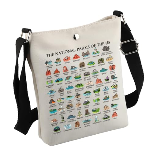 U-S-ParksCrossbody Camper Gift Tote Bag for Hiking Lovers (US National Parks)