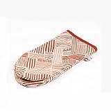 VLiving Modern Retro Terracotta Cotton Quilted Oven Mitt and Pot Holder, Stripe Print Glove, Size 8"