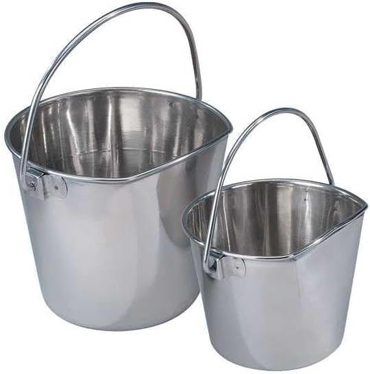 Pro Select Stainless Steel Pet Pail, 1-Quart Size – Heavy Duty Flat Sided Pail Great for Providing Water in Pet Kennels, Silver