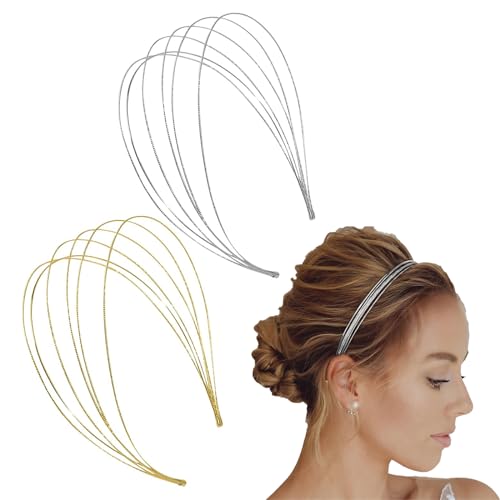 Ruzister 2 diademas de metal multicapa para mujer, diademas finas y modernas, con capas, elegantes diademas, accesorios para el pelo para niñas