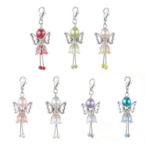 QINGFAN Wing Charms 7pcs Elegant Angelic Wing Charm Set Featuring