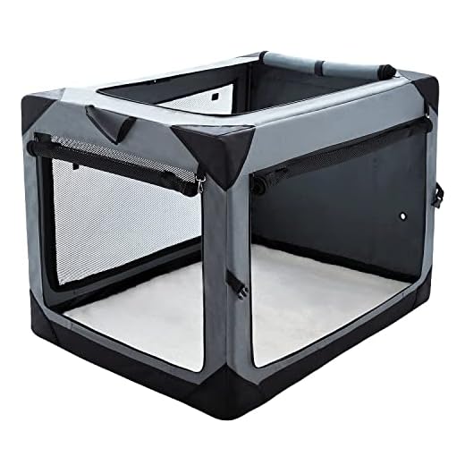 Pettycare 36 Inch Collapsible Dog Crate for Large Dogs, 4-Door Foldable Soft Dog Kennel with Chew Proof Mesh Windows, Indoor & Outdoor Travel Dog Crate, Soft Side Dog Crate