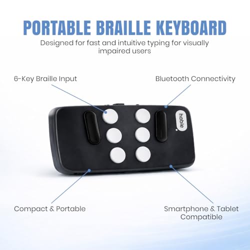 Hable One – Die kleinste Braille-Tastatur für Sehbehinderte für iPhone, Android und Tablets- Macht das Tippen für Schüler und Blinde einfacher und schneller