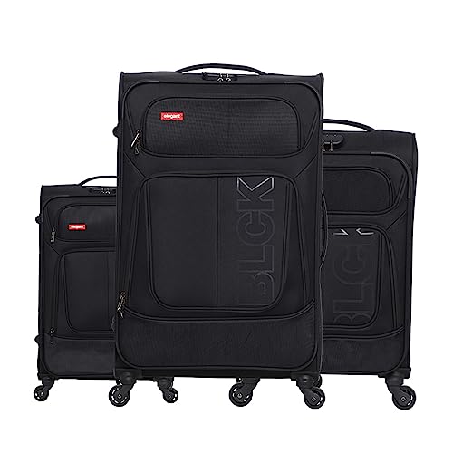 Image of Elegant Blck Trolley Bag Black Soft Luggage Trolley /Travel Bag 4 Wheel Luggage Suitcase for Travelling Set of 3 (22, 26 and 30 Inches)