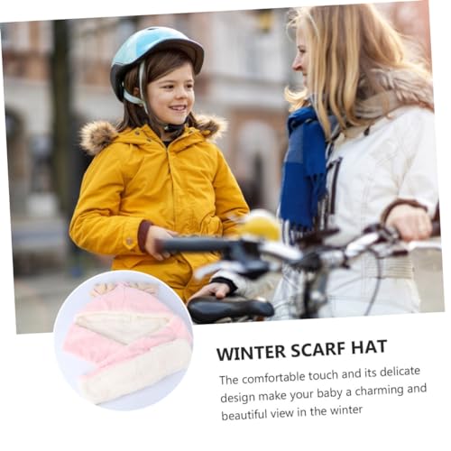 Cute Fawn Ears Winter One-Piece Scarf Hat Set for Soft Winter Accessories with Gloves Stylish and Warm Outfit for Girls for Daily Wear and Parties Pink2