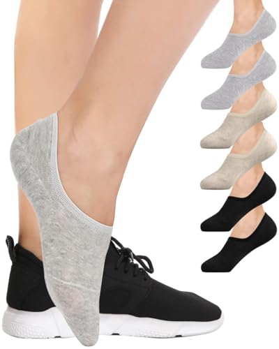 SIMIYA Invisible Socks No Show Socks for Women Casual Low Cut Socks with Non Slip Grip Cotton Liner Socks 6 Pairs-image