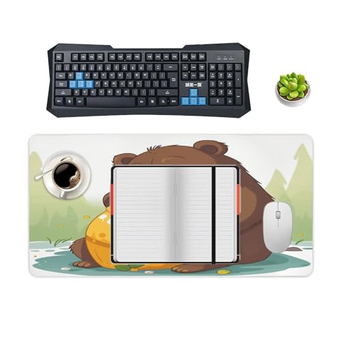 Bear Eats Honey desk pad base de goma grande miniatura 4