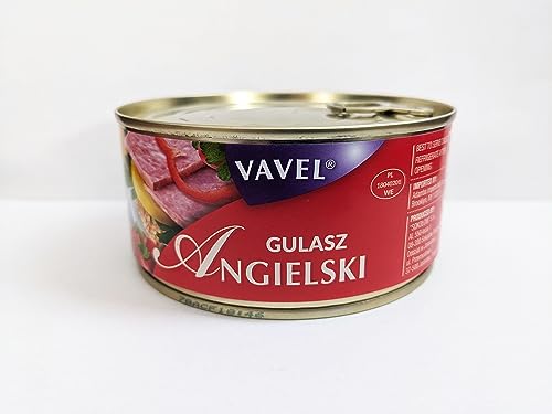 Vavel Gulasz Angielski Cured Pork, Water, Binder, Pork Skin 10.58oz/300g Can