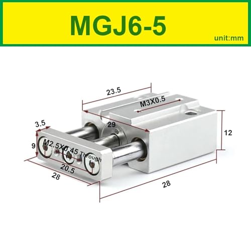 Vérin pneumatique MGJ6-5 double guidage avec triple tige rigide - 3