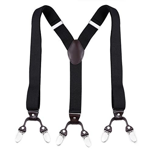 Romon Bretelles Homme 3,5cm de Large avec 6 Métaux Clips Robuste, Réglable Élastique, Y-Forme Bretelles Homme Vintage Pour Hommes et Femmese Cover