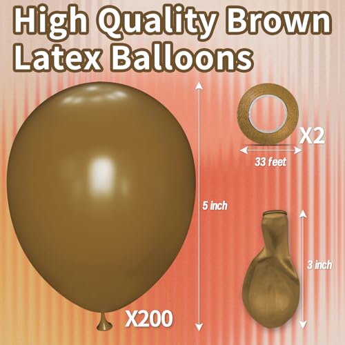 Image of 200pcs Brown Balloons 5 Inch, Small Mini Latex Balloons for Party Birthday Baby Shower Anniversary Festival Arch Garland Decoration