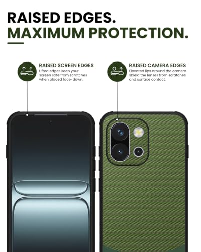 Image of Kapa MatrixWoven Grip Back Cover for OnePlus 13S | Woven Fabric & Leather Hybrid Camera Protection, Shockproof Slim Bumper Case (Olive Green)