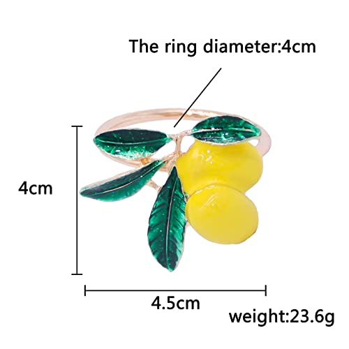 Tropical Yellow Lemon Napkin Rings Set Of 4,Wedding Napkin Holder Fruit Napkin Buckle For Hawaii Parties, Christmas, Thanksgiving, Summer Table Decoration, Hotel, Banquet Serviette Decoration #TOP2