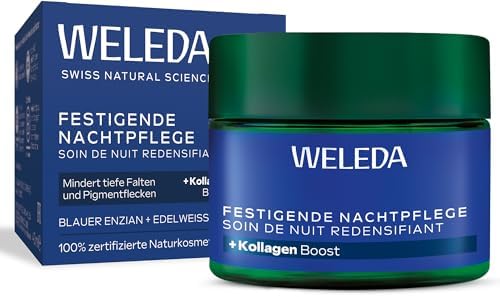 WELEDA Bio Festigende Nachtpflege Blauer Enzian & Edelweiß - Naturkosmetik Anti Aging Gesichtscreme/Feuchtigkeitscreme mindert Falten/Pigmentflecken & aktiviert die Zellerneuerung (vegan, 40ml)