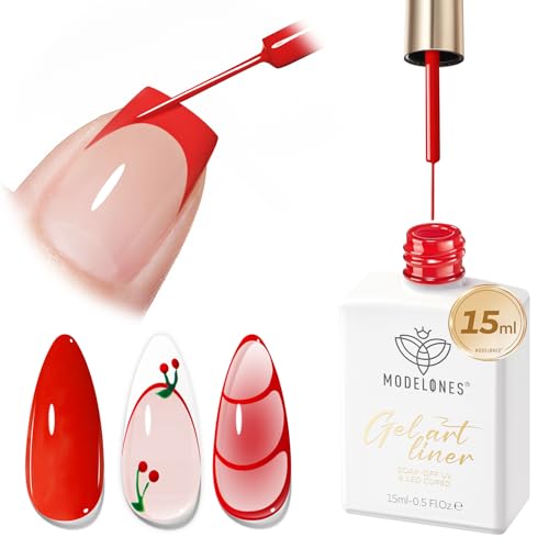 modelones Red French Tip Liner Gel Polish, 15 ML Bright