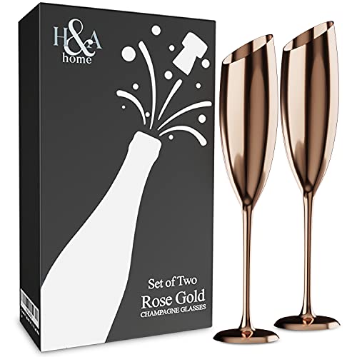 Rose Gold Champagne Flutes,Champagne Flutes Glass,Unique Champagne Glasses,Great Wedding Glasses For Bride And Groom Or Bachelorette Parties,Toasting Glass, Mr And Mrs Flutes, Mimosa Glass #TOP25