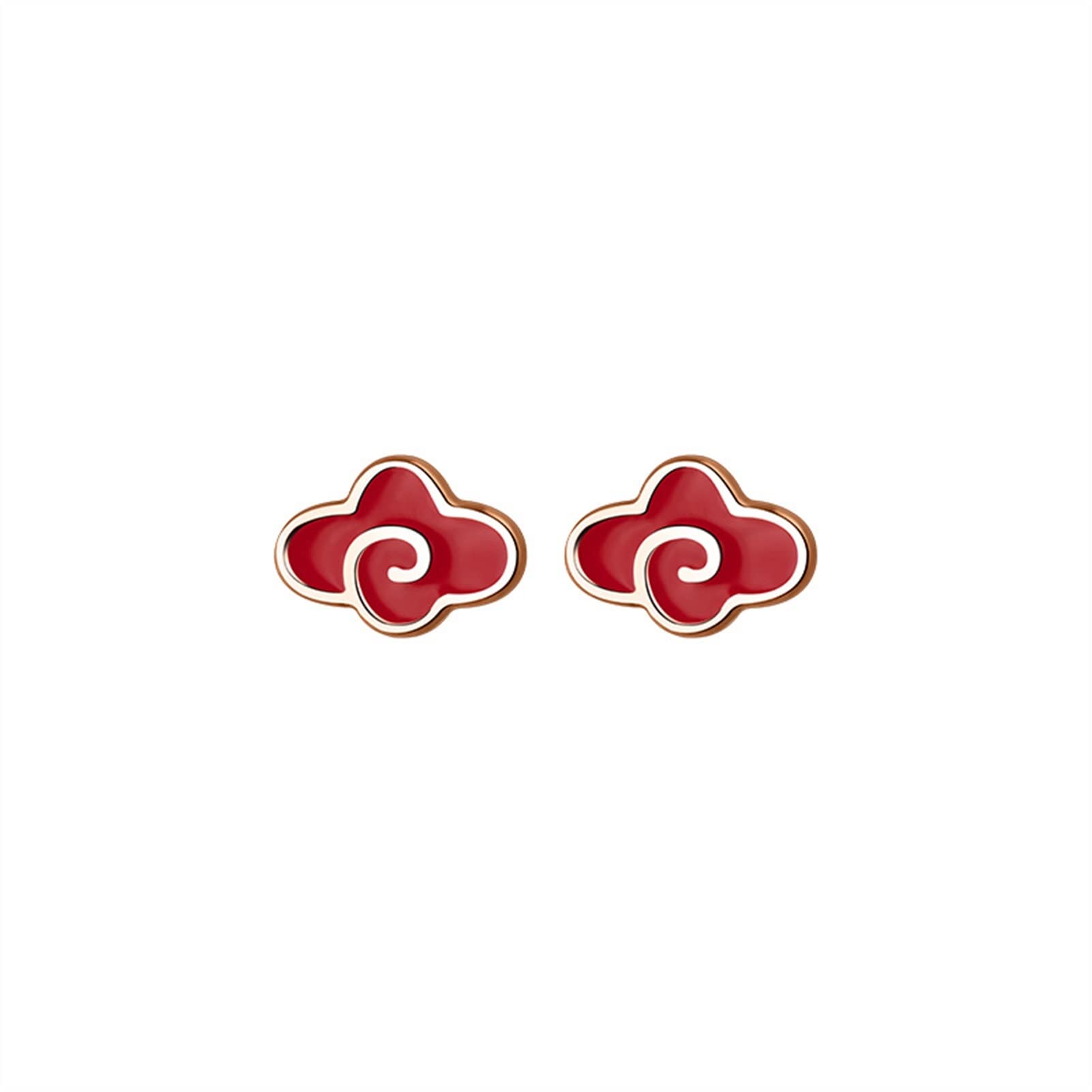 Boucles d'oreilles nuage rouge argent 925 anti-allergie - 5
