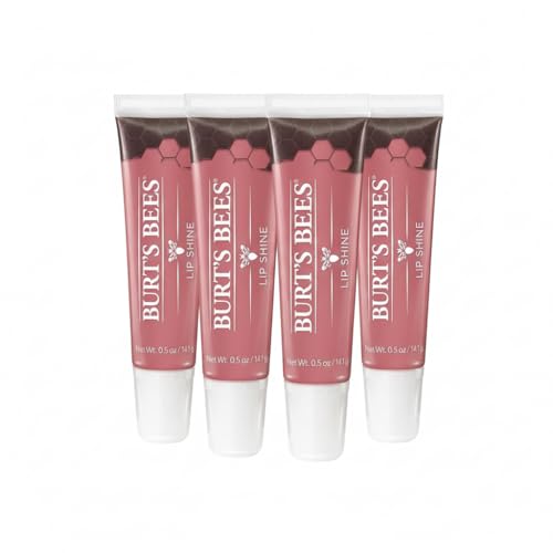 Burts Bees Peachy 100% Natural Lip Shine - Moisturizing Lip Gloss (4 Pack)