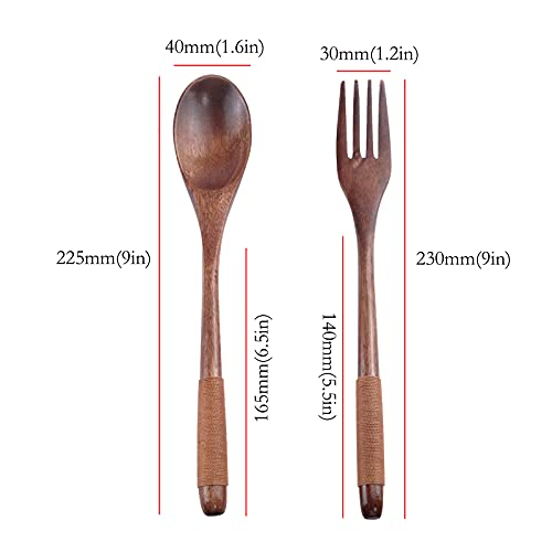 Antrader Wooden Spoons Forks Set Kitchen Tableware Dinnerware Flatware Eco Friendly Natural Wood Cutlery Wooden Dinner Utensil Set, 4 Spoons And 4 Forks #TOP1