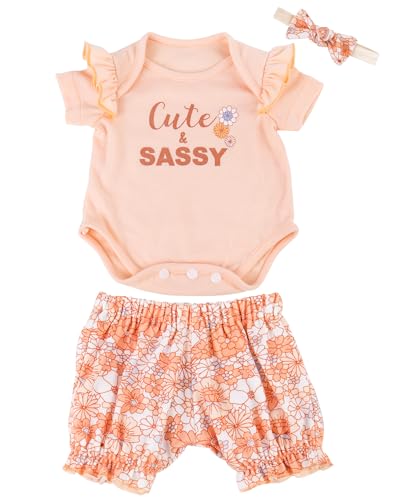 Aori Lifelike Baby Dolls Clothes 20 Inch Pink Shirt and Floral Pants Set for 17-20 in Realistic Reborn Girl Doll