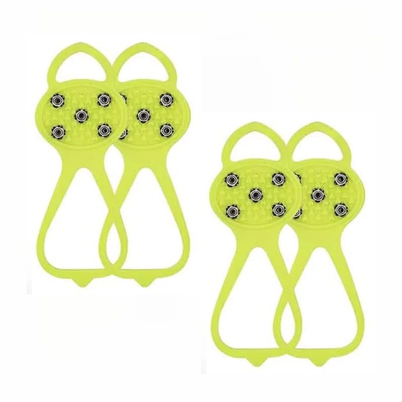 TATDBEUHW Ice Traction Cleats - 2 Pairs Universal Fit Anti-Slip Gripper Spikes with 5 Stainless Steel Studs for Winter Sports and Safety