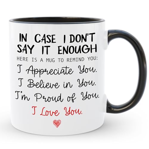 Giftbees I Love You Coffee Mug for Men Women, Romantic Valentines Day Gift for Her Him, Birthday Anniversary Christmas Present for Boyfriend Girlfriend Husband Wife Fiance, 11 Oz Ceramic Tea Cup