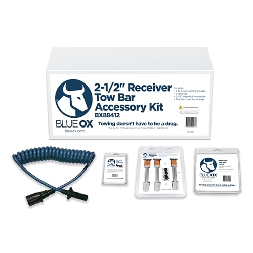 Blue Ox BX88412 Tow Bar Accessory Kit with 2-1/2" Receiver | 3-Lock Set | Contains 7-6 Wire Electrical Cable | 2-1/2″ Single Pull Immobilizer and Tow Bar Cover | Reduces Risk of Theft
