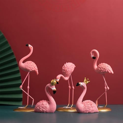 Flamingo Statue Sculpture Animal Art Figurine Home Decor Decoration for Living Room Bedroom Book Shelf TV Bar Cabinet Desk Table Top Centerpiece Ornaments (D, Five) image 2